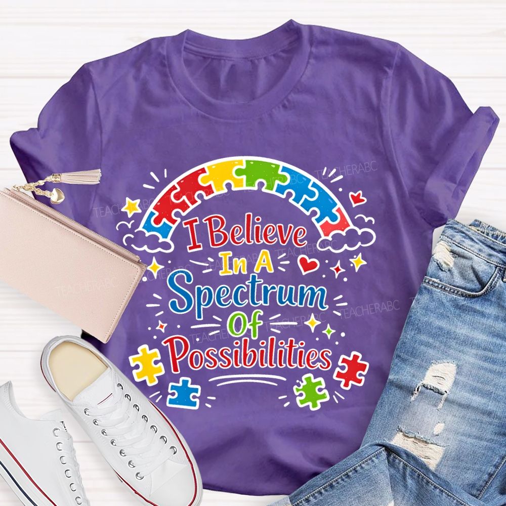 I Believe In A Spectrum Of Possibilities Puzzle Teacher T-shirt