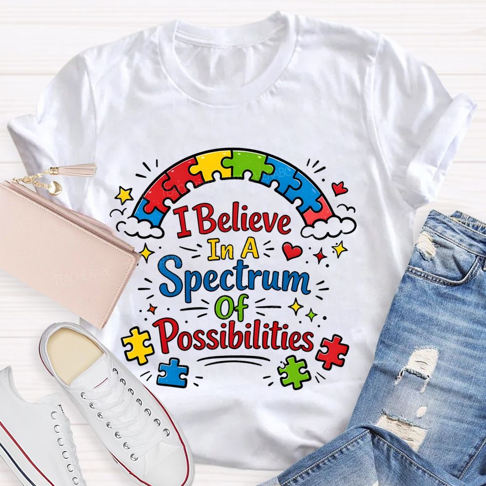 I Believe In A Spectrum Of Possibilities Puzzle Teacher T-shirt