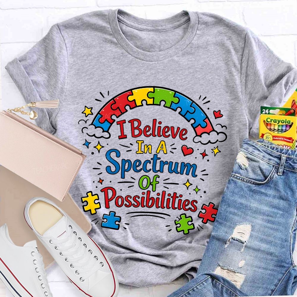 I Believe In A Spectrum Of Possibilities Puzzle Teacher T-shirt