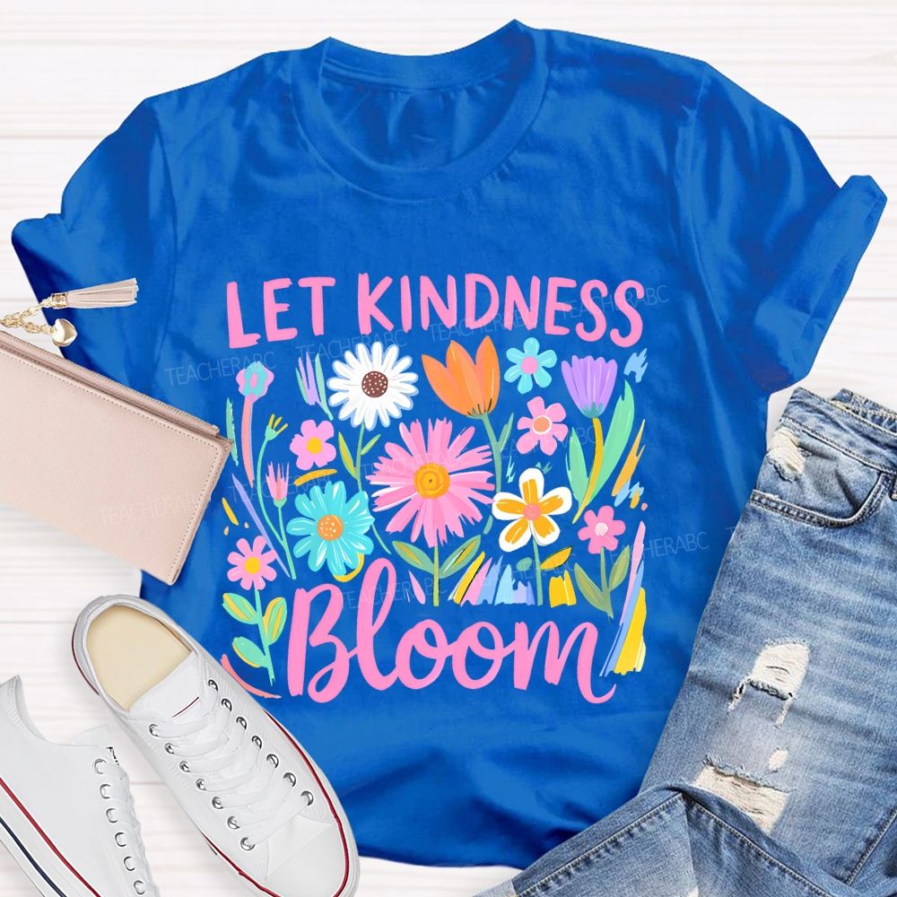 Let Kindness Bloom Pattern Teacher T-shirt