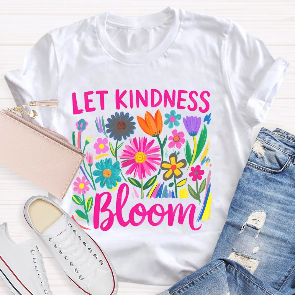 Let Kindness Bloom Pattern Teacher T-shirt