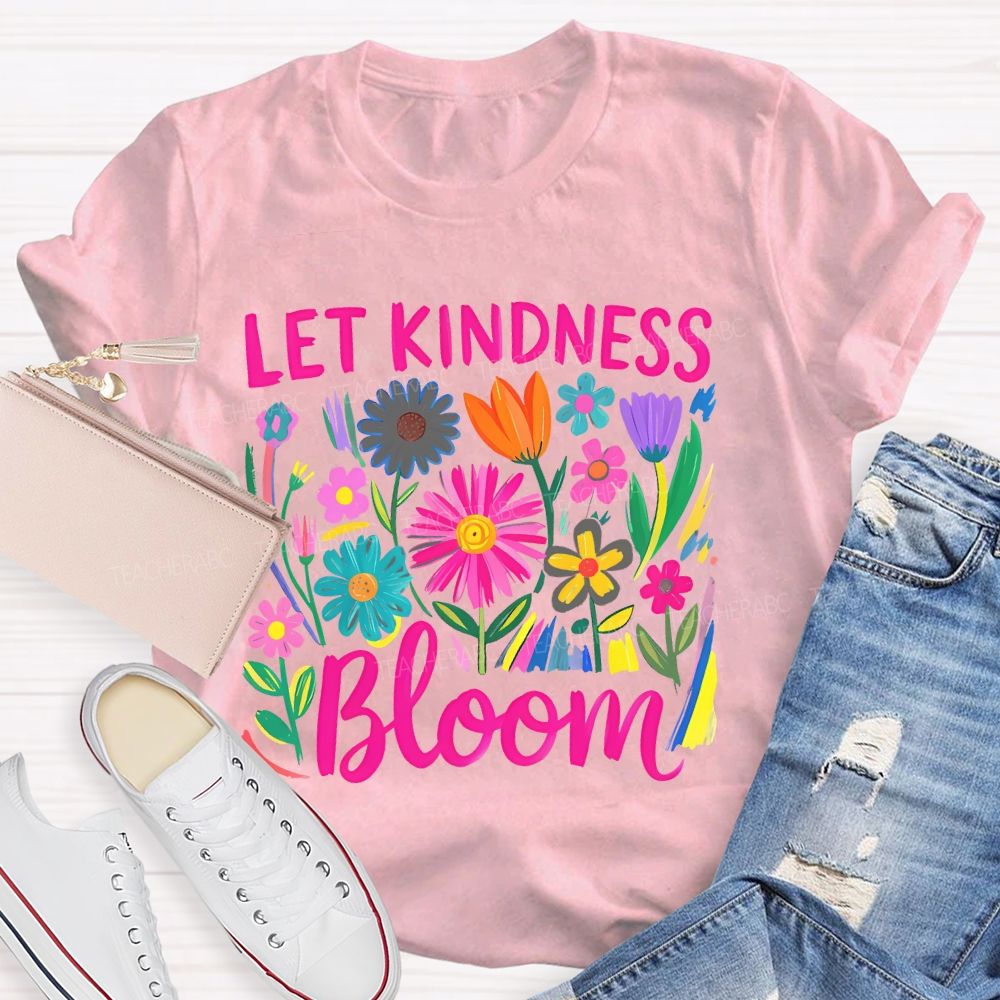 Let Kindness Bloom Pattern Teacher T-shirt