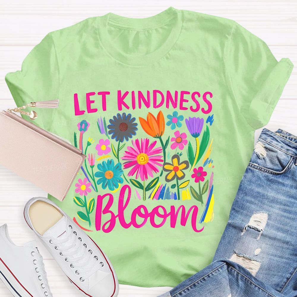 Let Kindness Bloom Pattern Teacher T-shirt