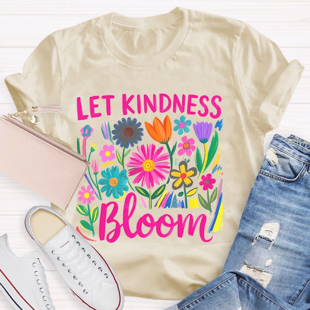Let Kindness Bloom Pattern Teacher T-shirt