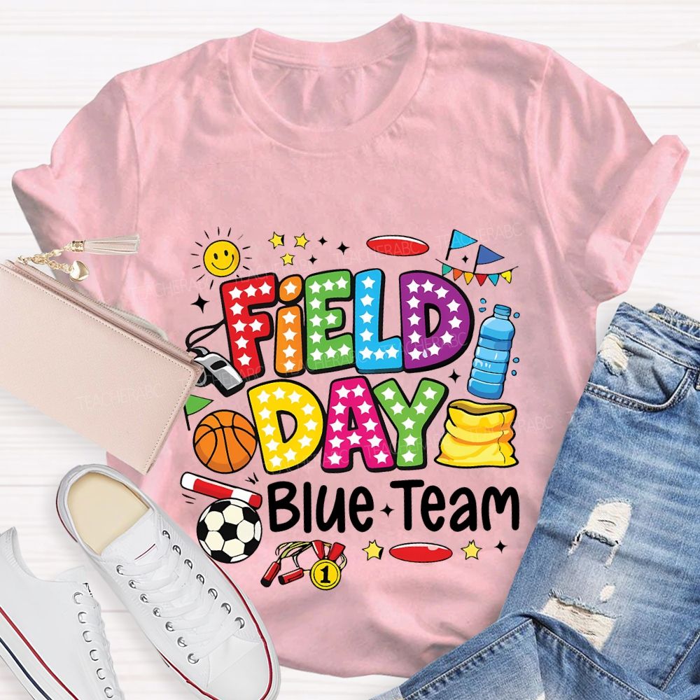 Personalized Team Name Field Day Various Ball Games Teacher T-shirt