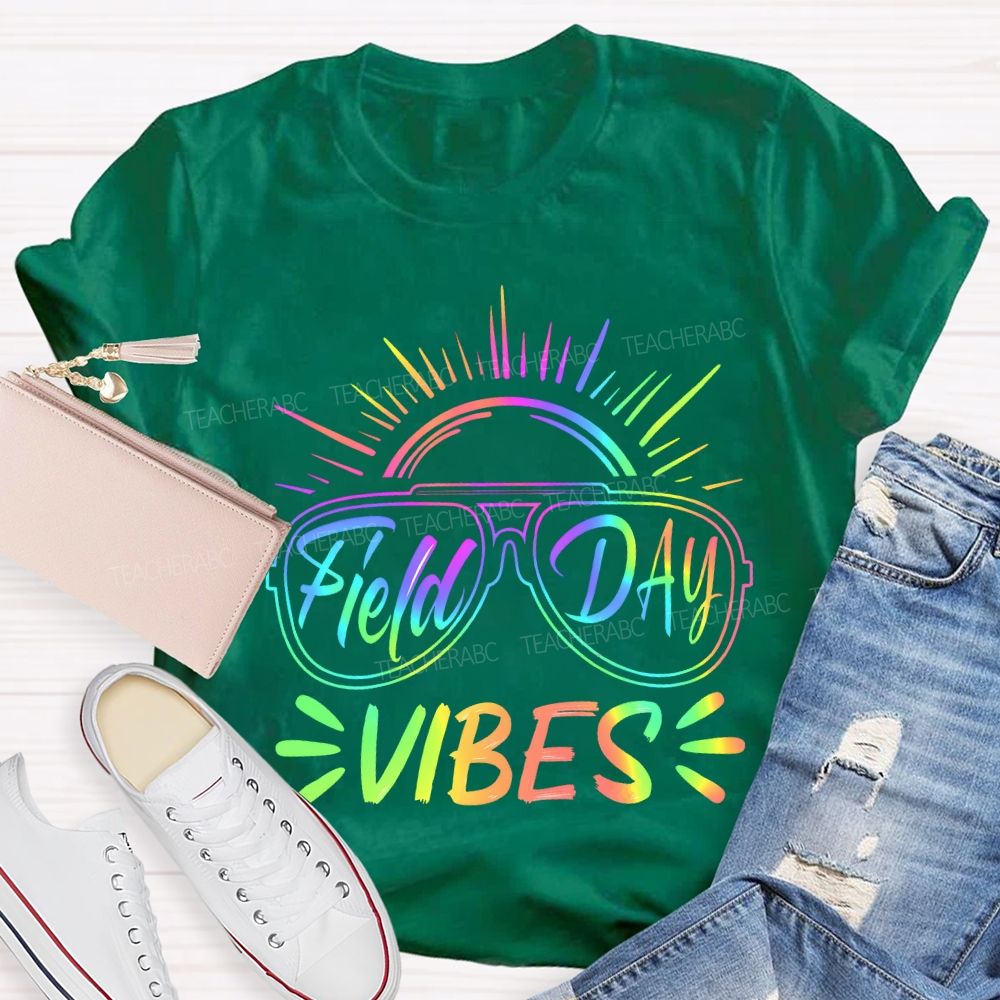 Field Day Vibes Gradient Font Teacher T-shirt