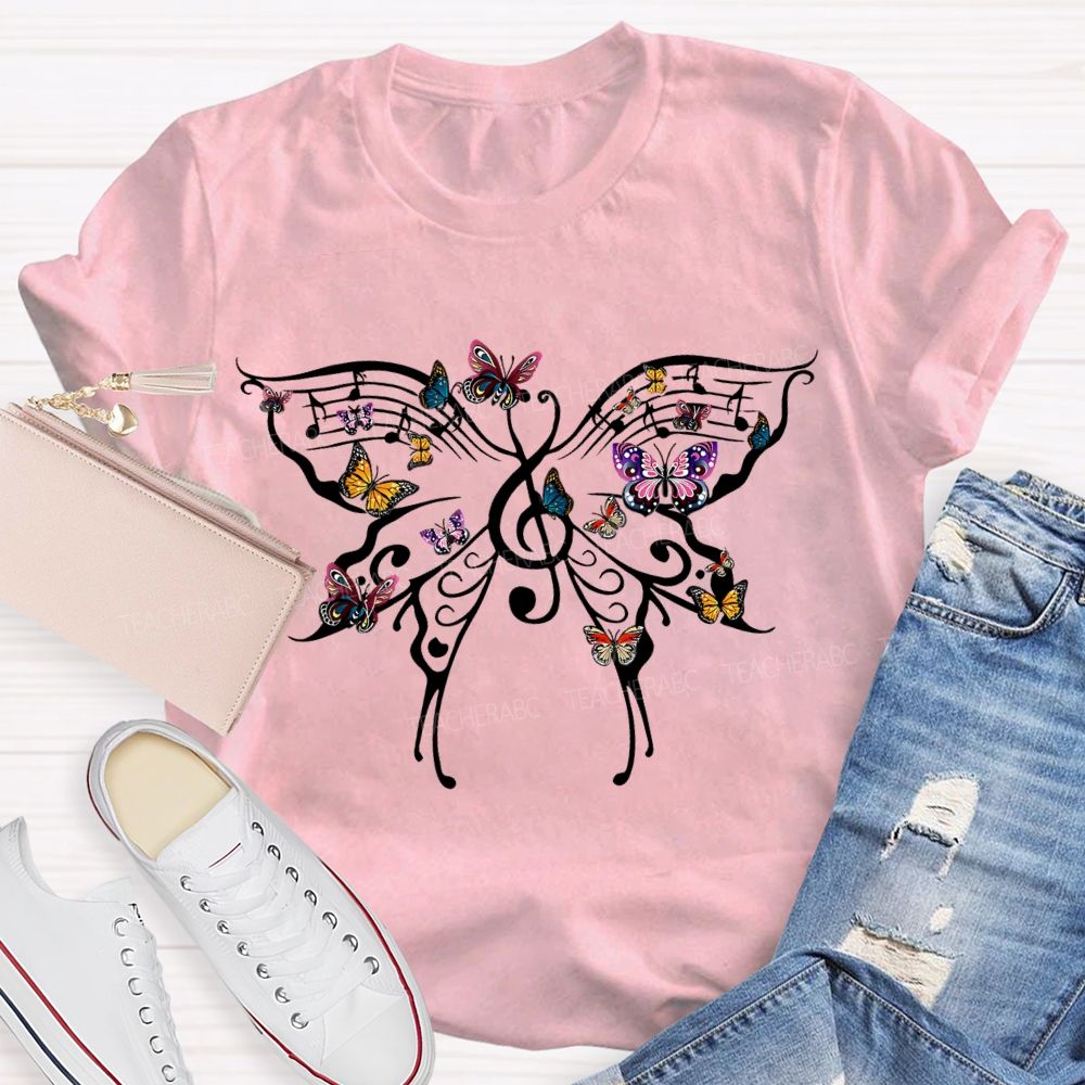Butterfly Notes Music Teacher T-shirt