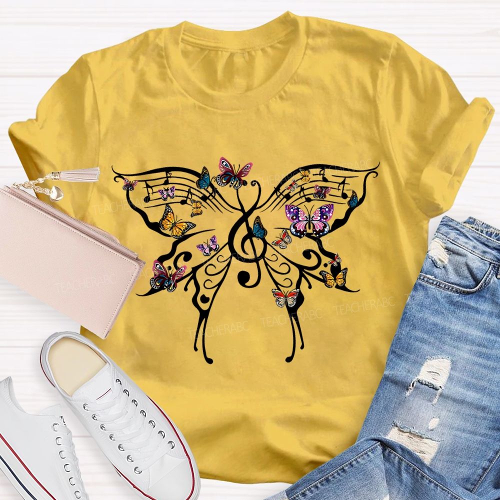 Butterfly Notes Music Teacher T-shirt