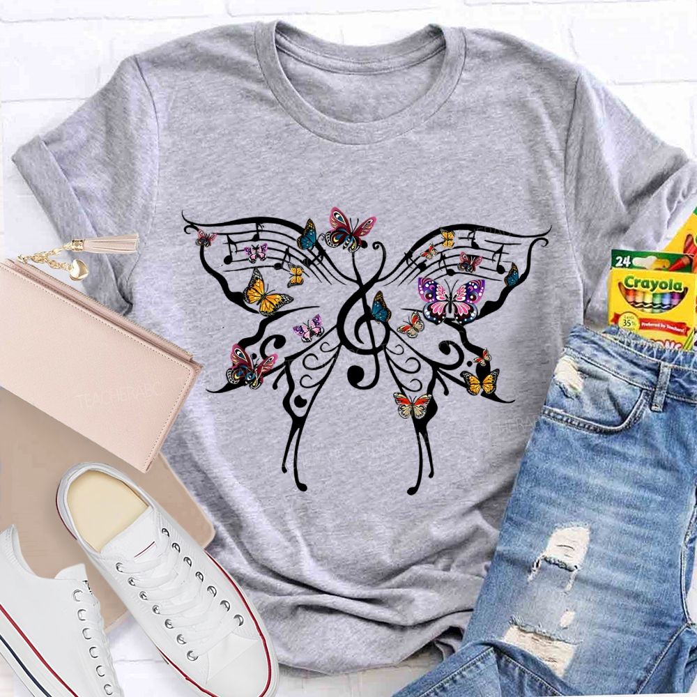 Butterfly Notes Music Teacher T-shirt