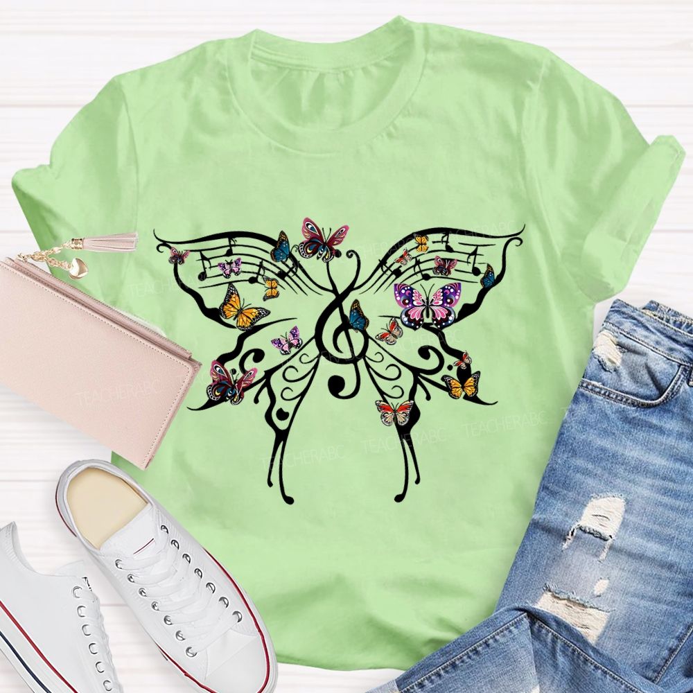 Butterfly Notes Music Teacher T-shirt