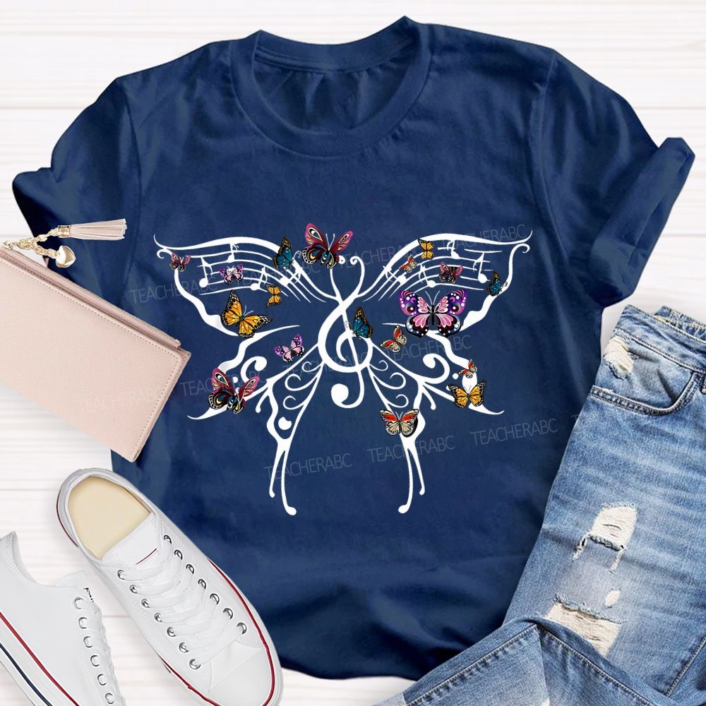 Butterfly Notes Music Teacher T-shirt