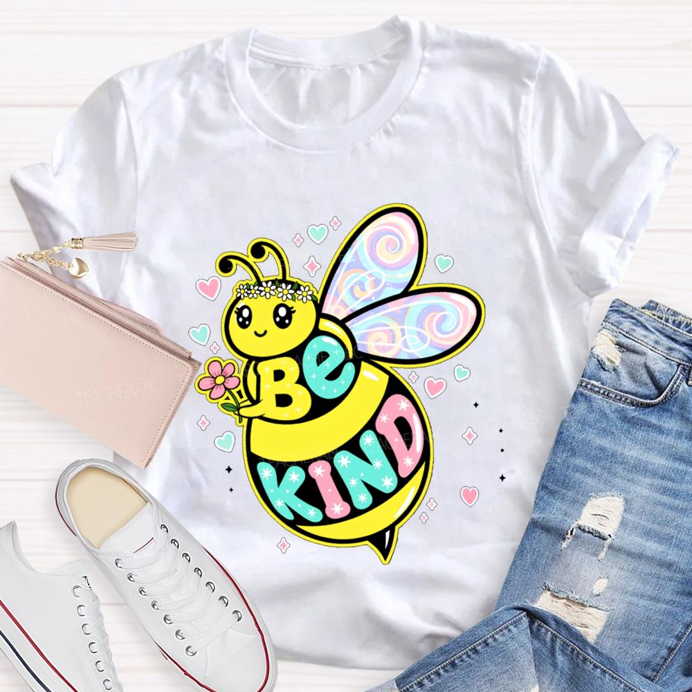 Be Kind Hearts And Bees Teacher T-shirt
