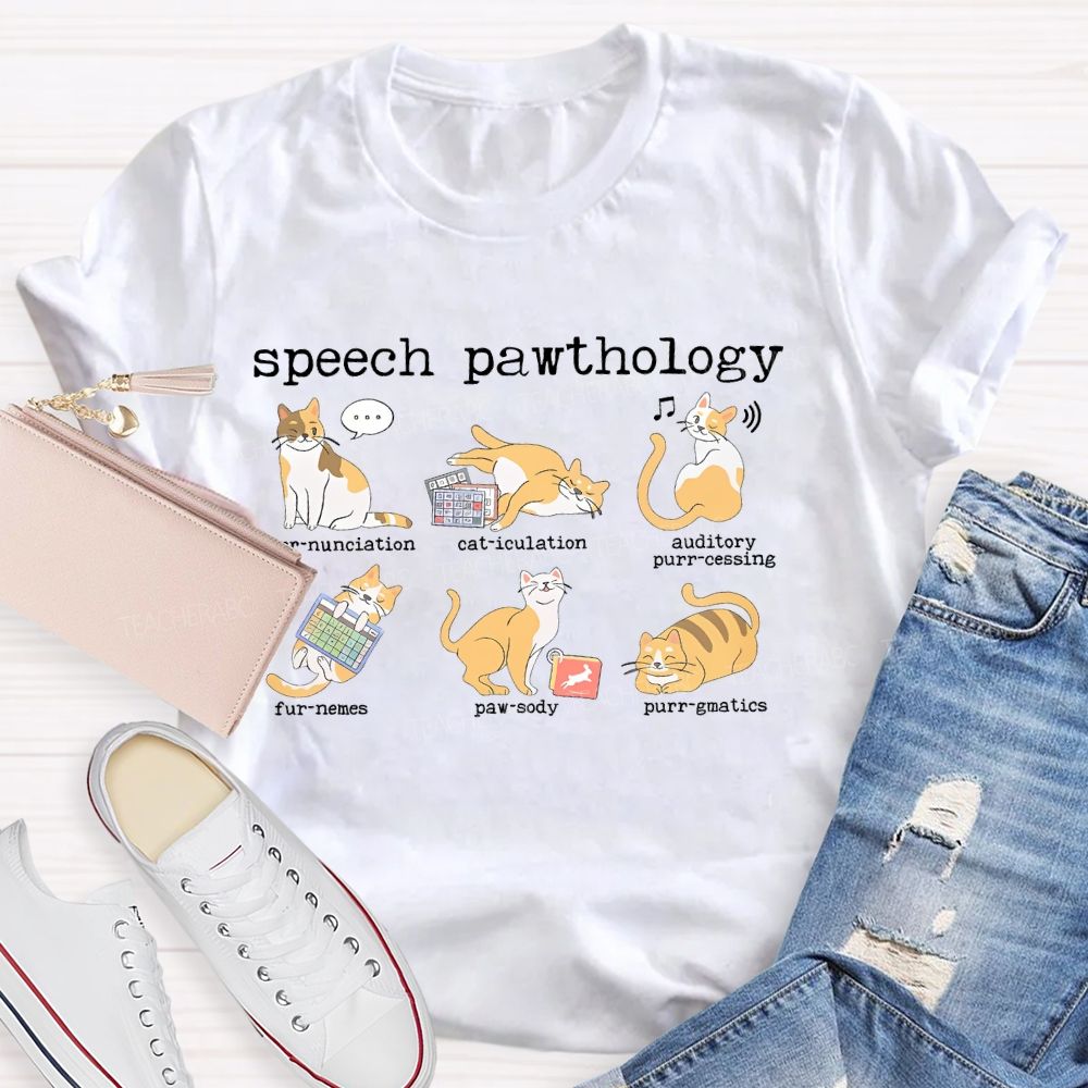 Speech Pawthology Cat Teacher T-shirt