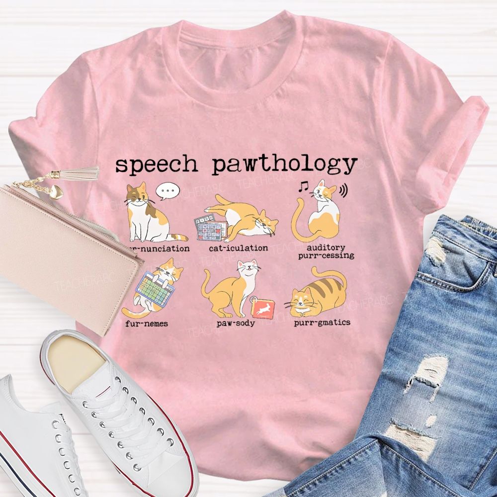 Speech Pawthology Cat Teacher T-shirt