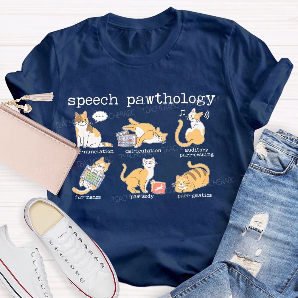 Speech Pawthology Cat Teacher T-shirt