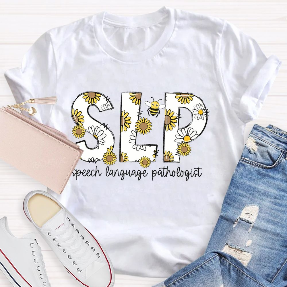SLP Speech Language Pathologist Bee Teacher T-shirt