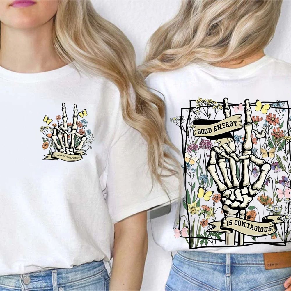 Good Energy Is Contagious Double Printed T-shirt