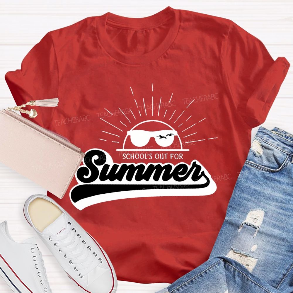 School's Out For Summer Letters Graphic Teacher T-shirt