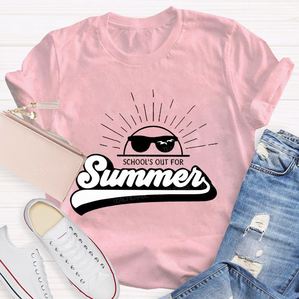 School's Out For Summer Letters Graphic Teacher T-shirt