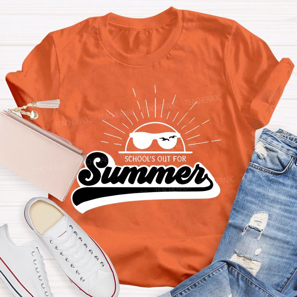 School's Out For Summer Letters Graphic Teacher T-shirt