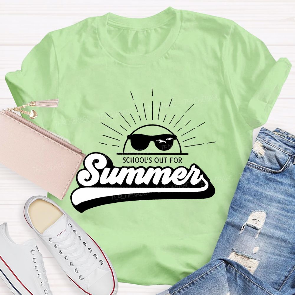 School's Out For Summer Letters Graphic Teacher T-shirt
