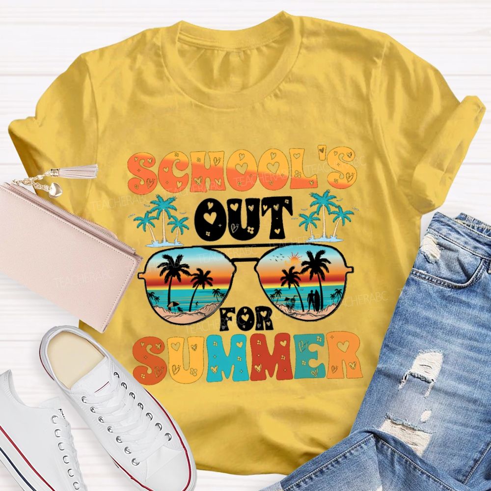 School's Out For Summer Letters With Heart Design Teacher T-shirt