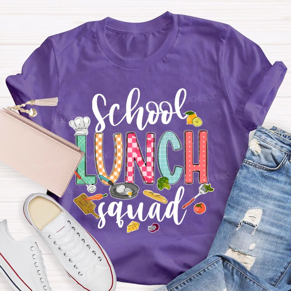 School Lunch Squad Letters Graphics Teacher T-shirt