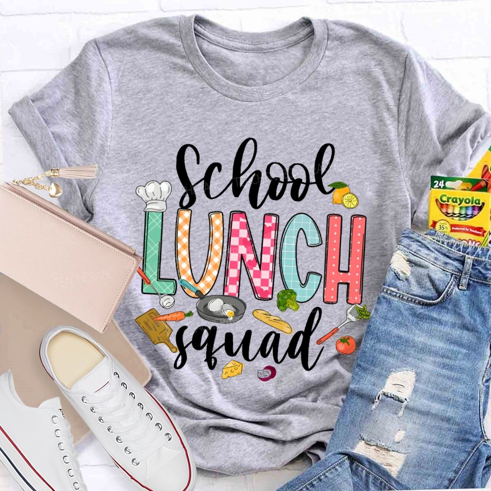 School Lunch Squad Letters Graphics Teacher T-shirt
