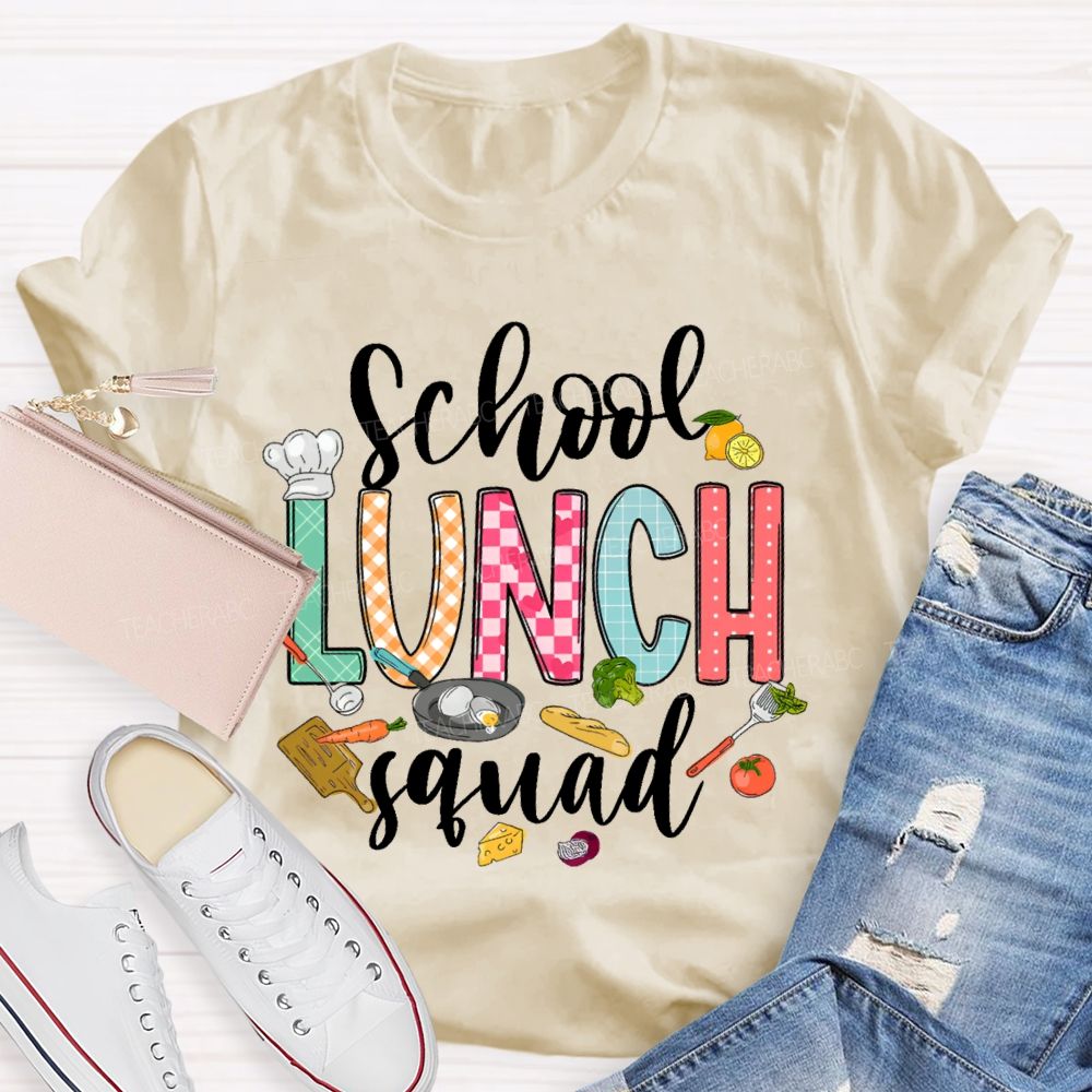 School Lunch Squad Letters Graphics Teacher T-shirt