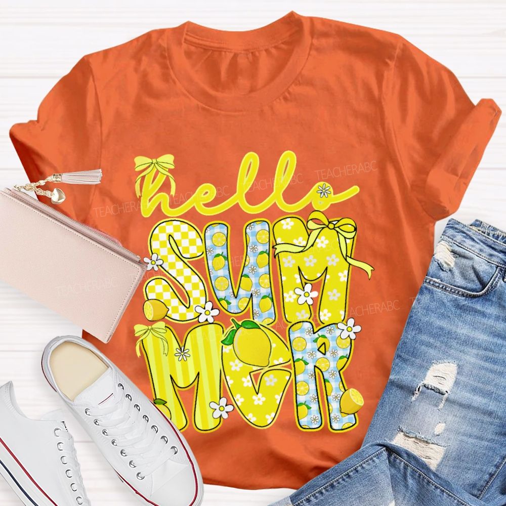 Hello Summer Lemon Teacher T-shirt