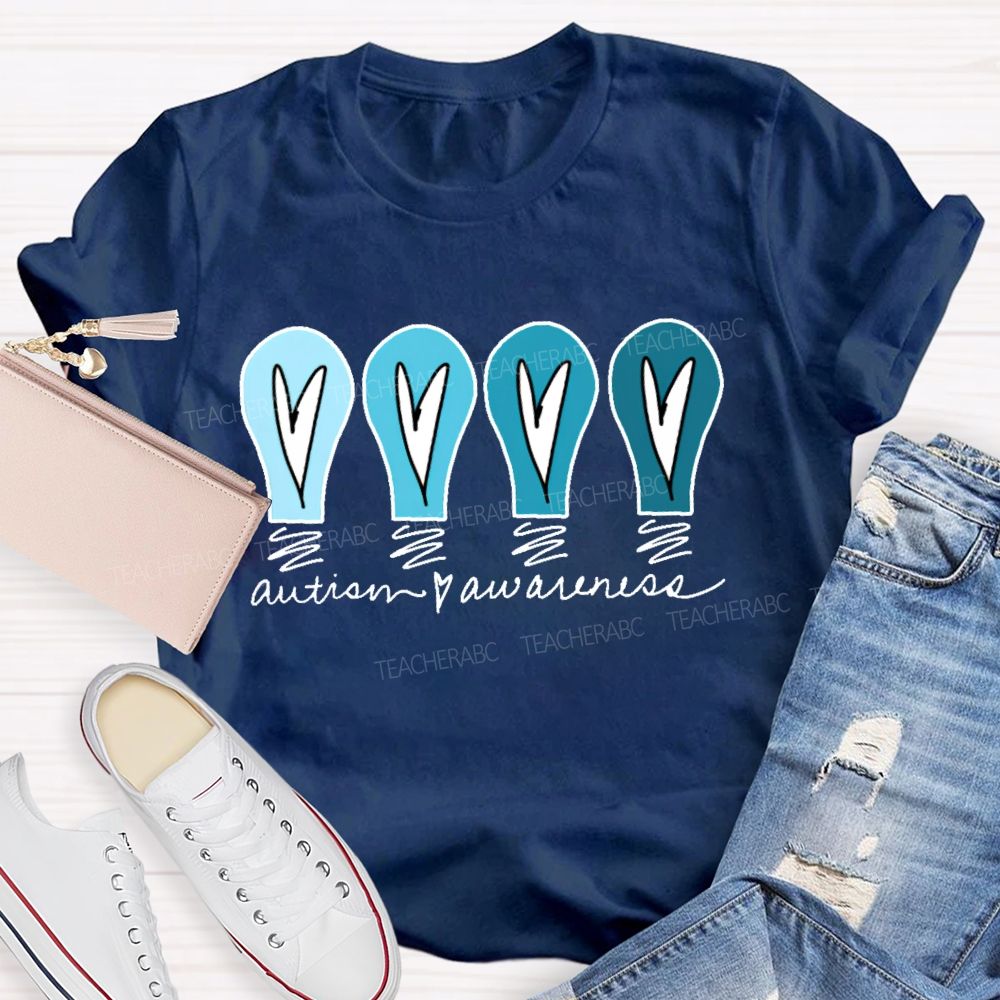 Autism Awareness Love Light Bulb Teacher T-shirt