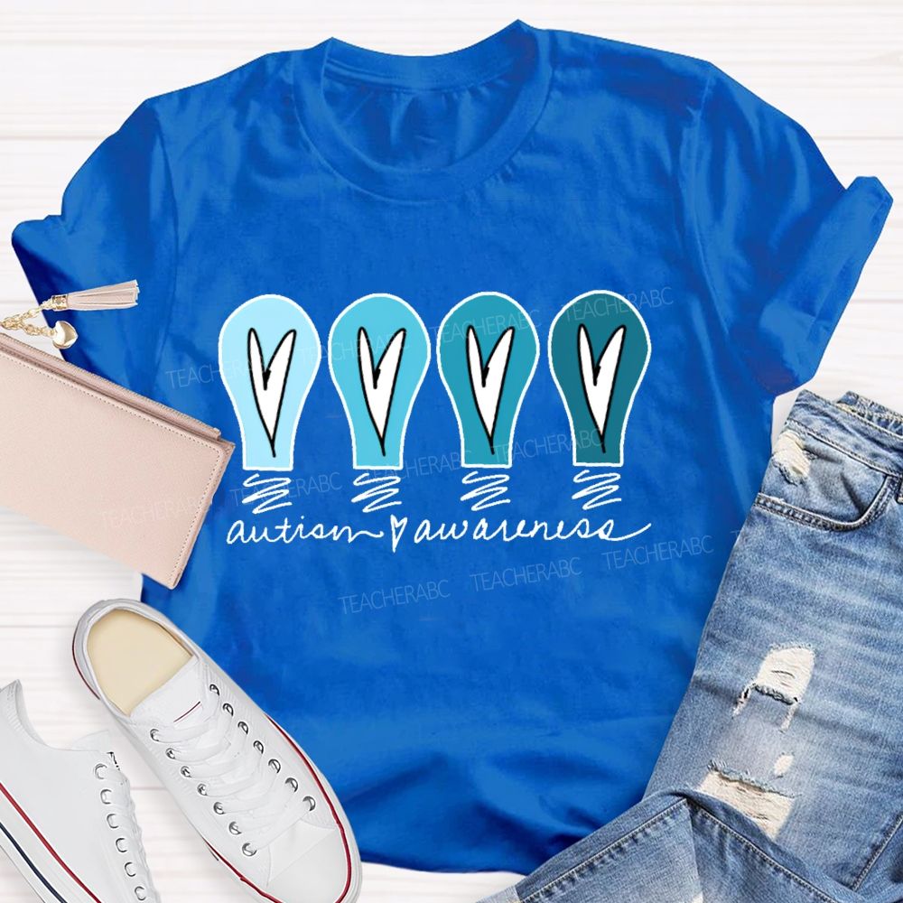 Autism Awareness Love Light Bulb Teacher T-shirt