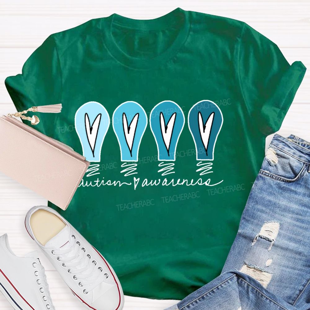 Autism Awareness Love Light Bulb Teacher T-shirt