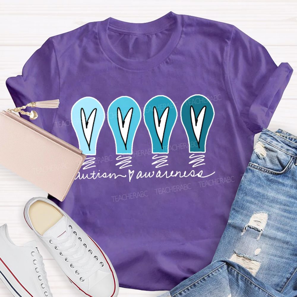 Autism Awareness Love Light Bulb Teacher T-shirt