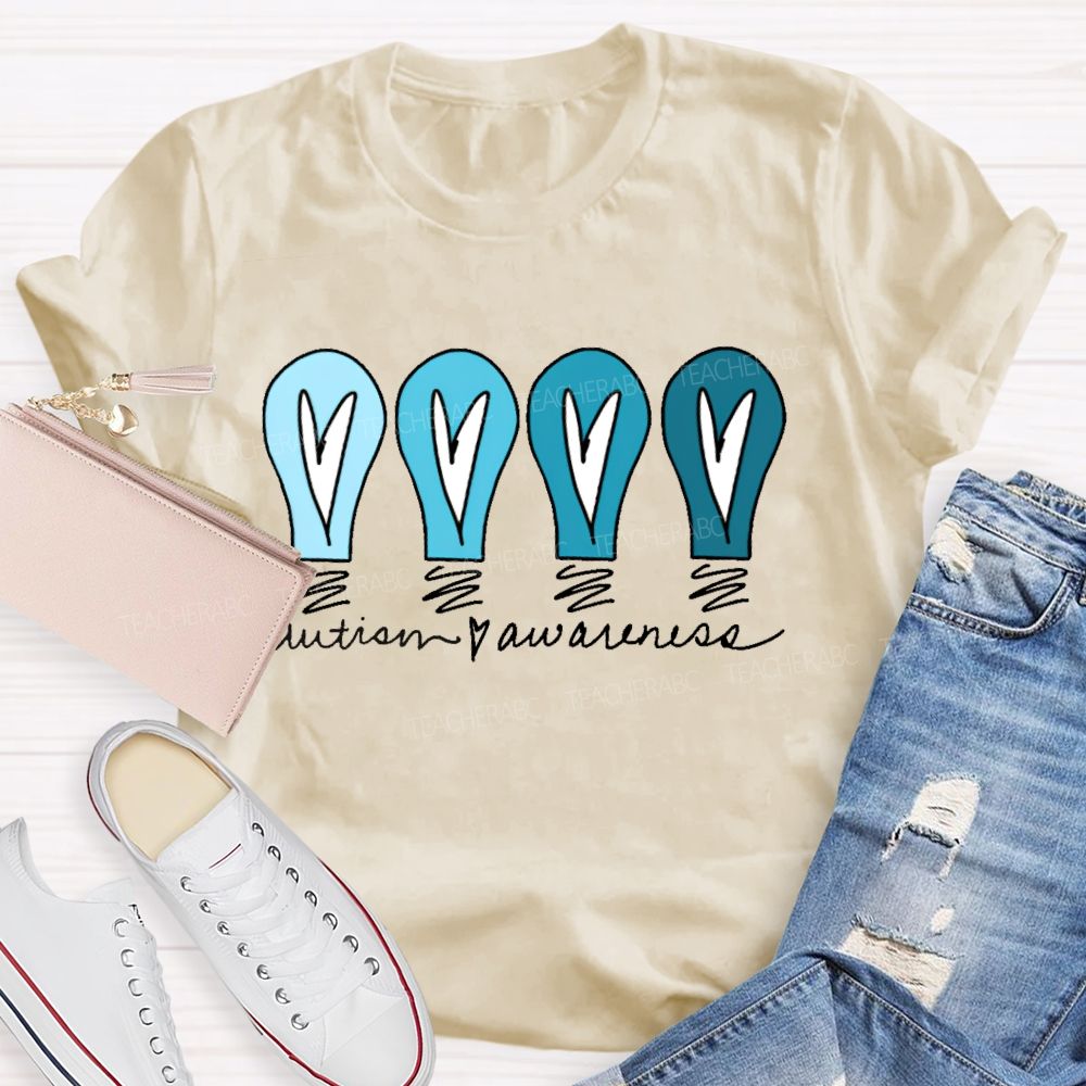 Autism Awareness Love Light Bulb Teacher T-shirt