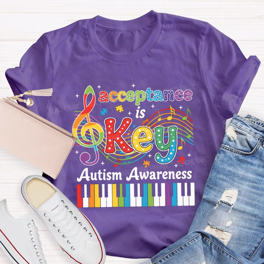 Acceptance Is Key Autism Awareness Teacher T-shirt