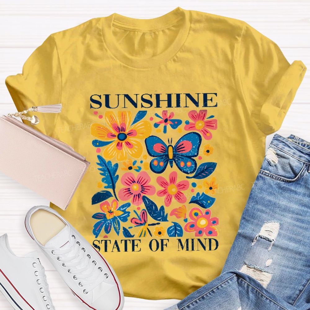Sunshine State Of Mind Floral Butterfly Teacher T-shirt