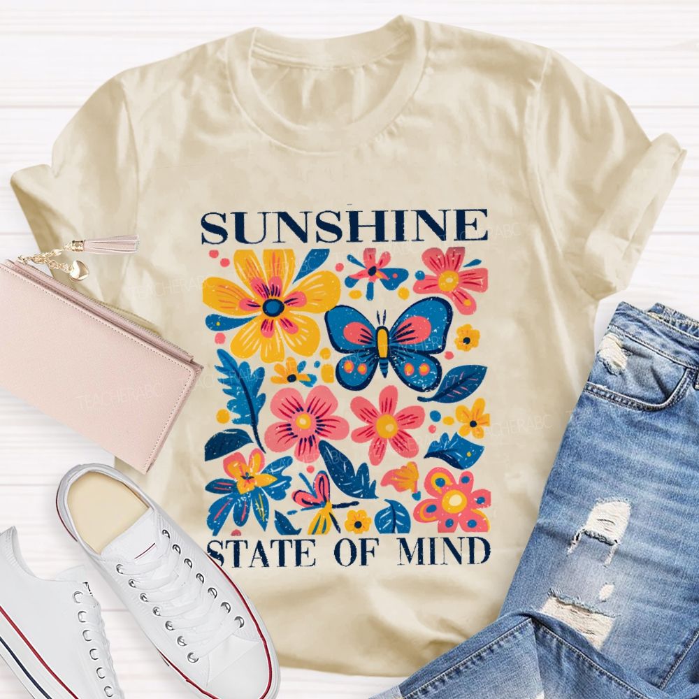 Sunshine State Of Mind Floral Butterfly Teacher T-shirt