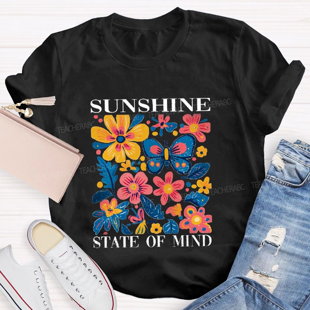 Sunshine State Of Mind Floral Butterfly Teacher T-shirt