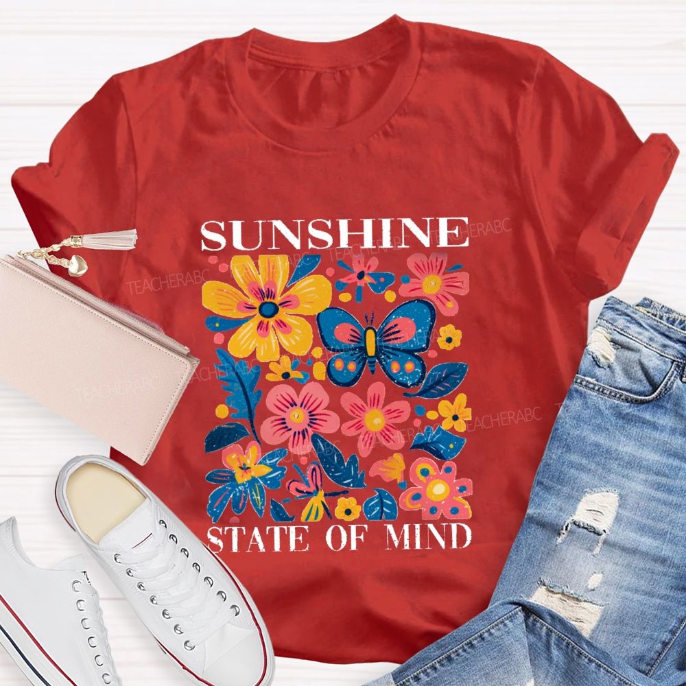 Sunshine State Of Mind Floral Butterfly Teacher T-shirt