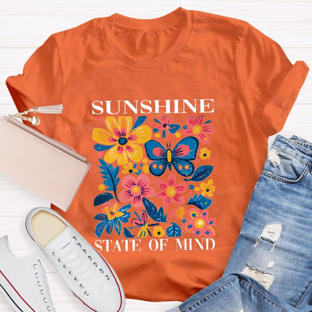 Sunshine State Of Mind Floral Butterfly Teacher T-shirt