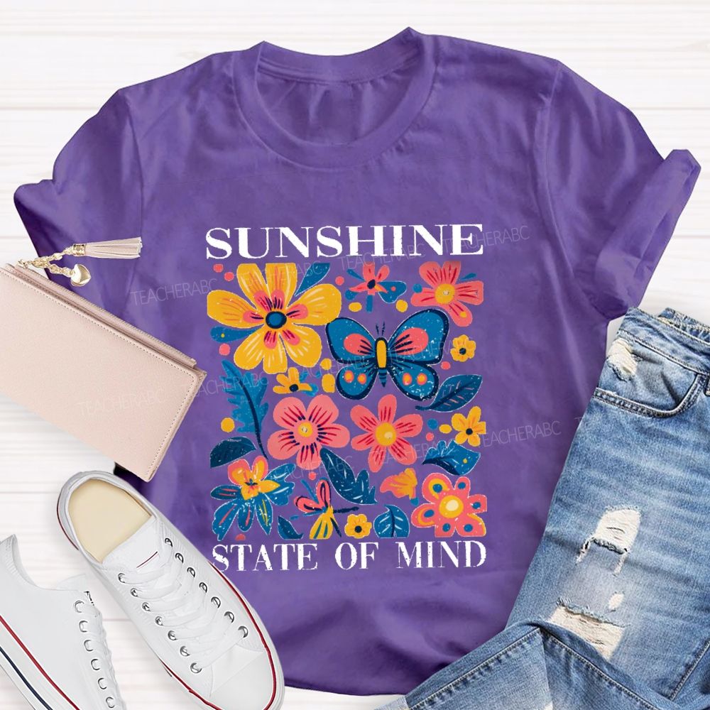 Sunshine State Of Mind Floral Butterfly Teacher T-shirt