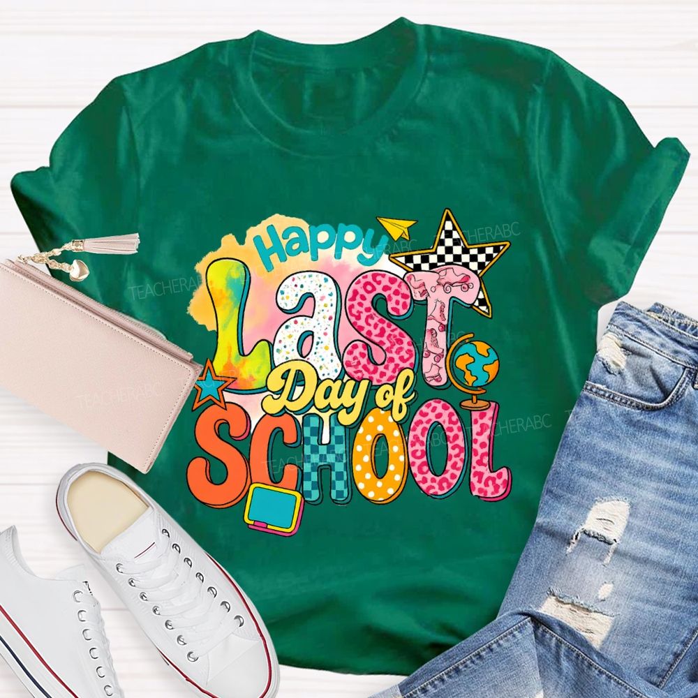 Happy Last Day Of School Star Chessboard Teacher T-Shirt