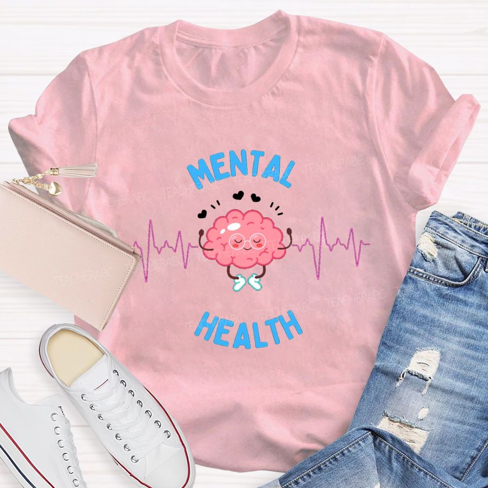 Mental Health Hearts Linked Together Teacher T-shirt