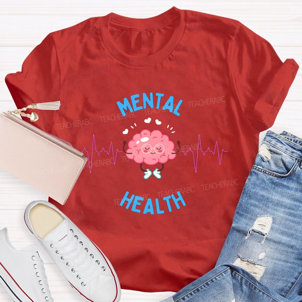 Mental Health Hearts Linked Together Teacher T-shirt
