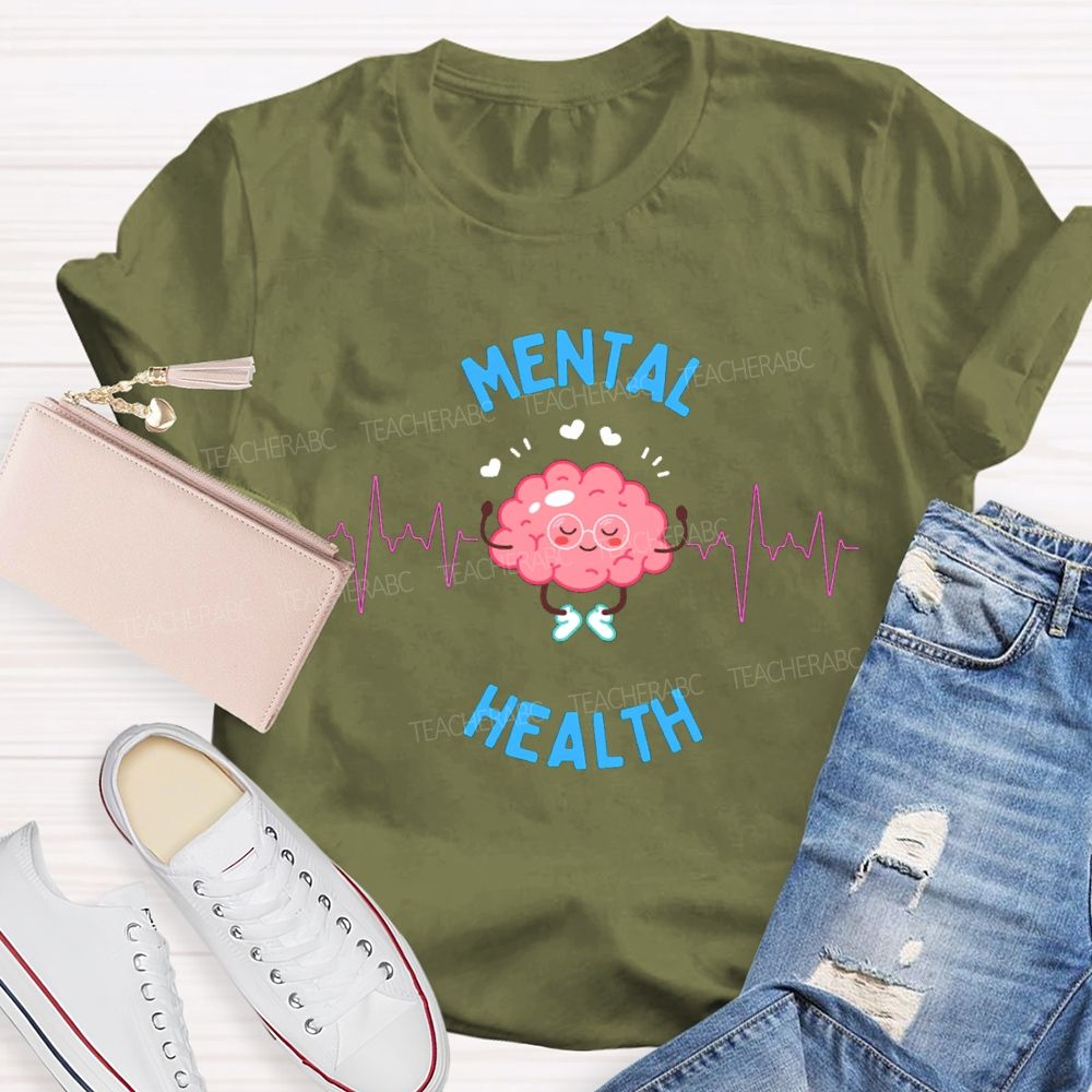 Mental Health Hearts Linked Together Teacher T-shirt