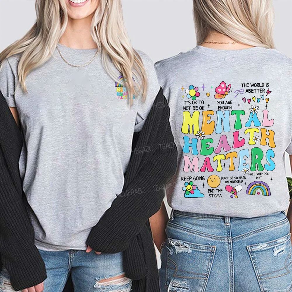Mental Health Matters You Are Enough Keep Going Double Printed T-shirt