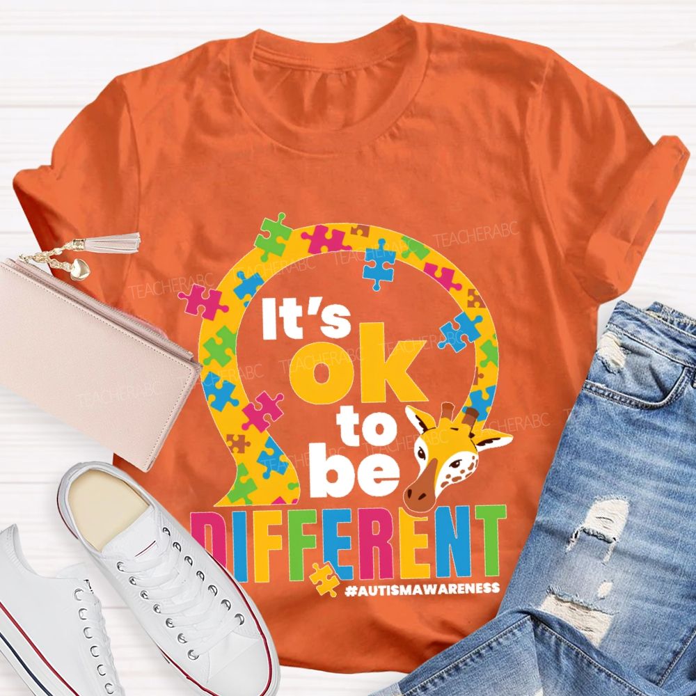 It's Ok To Be Different Autism Awareness Graphic Teacher T-shirt