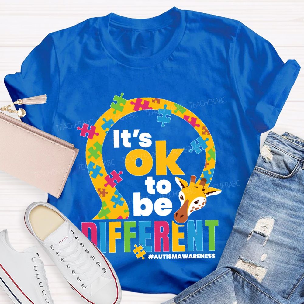 It's Ok To Be Different Autism Awareness Graphic Teacher T-shirt
