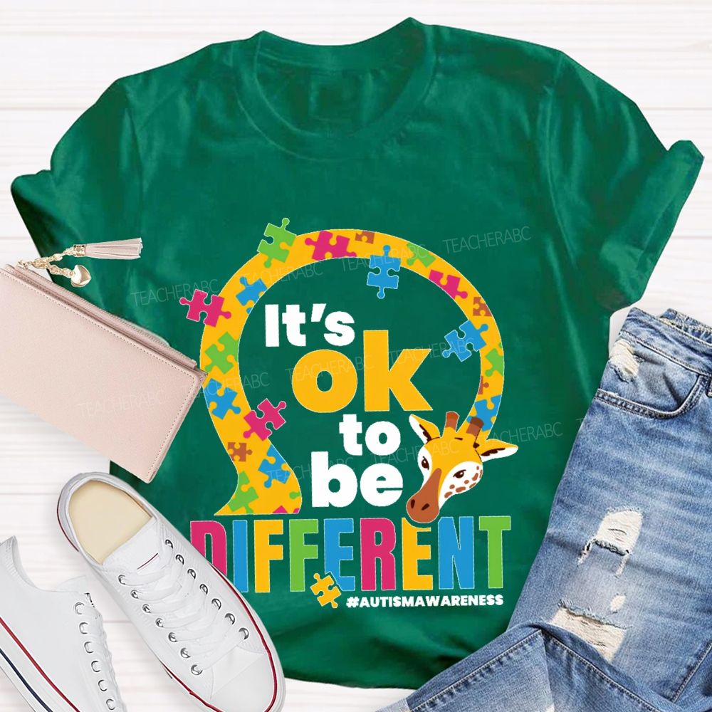 It's Ok To Be Different Autism Awareness Graphic Teacher T-shirt